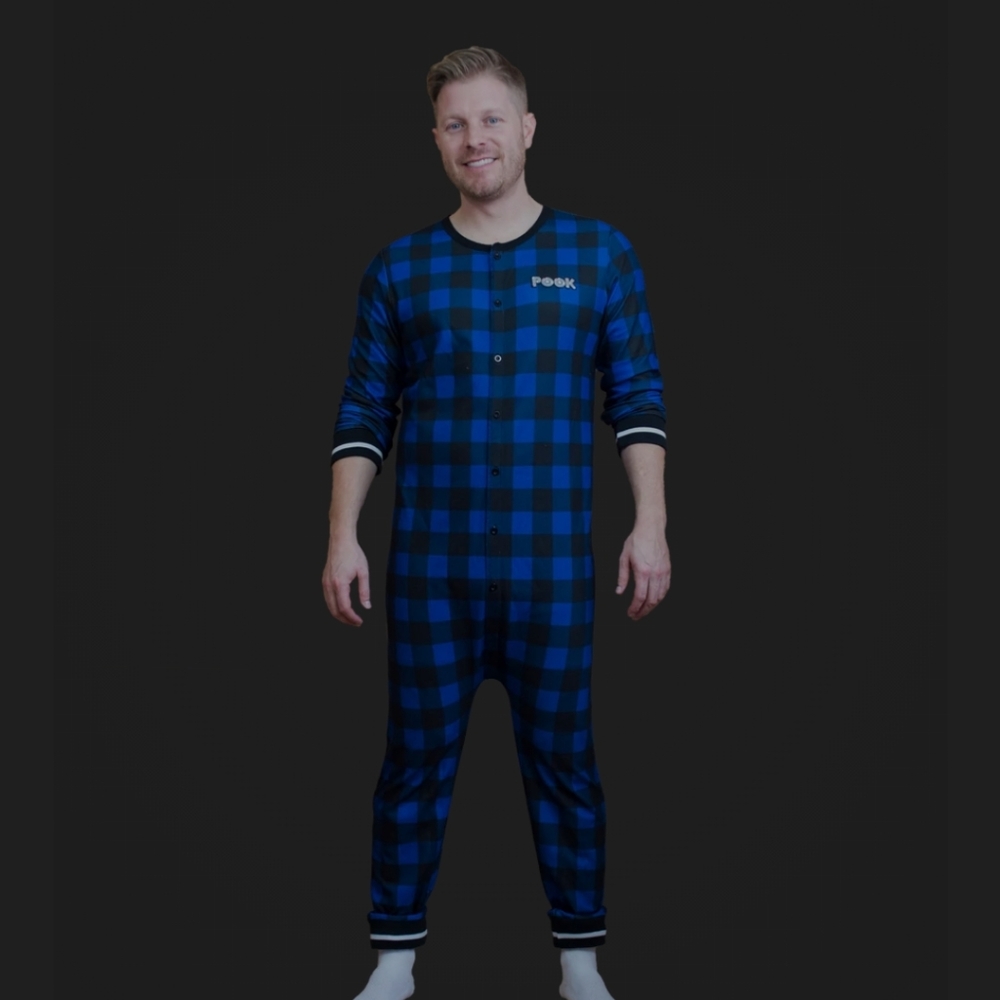 Pook Union Suit - Blue plaid